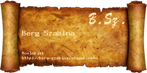 Berg Szabina névjegykártya